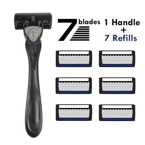Imagen de Afeitadora manual con cabezal de afeitar de 7 capas, juego de afeitadora manual con cuchilla de afeitar de seguridad para barba y bigote