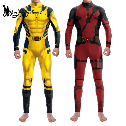 Immagine di Costume da Supereroe Uomo Deadpool Wolverine - Tuta Zentai Intera per Cosplay, Halloween, Party e Performance