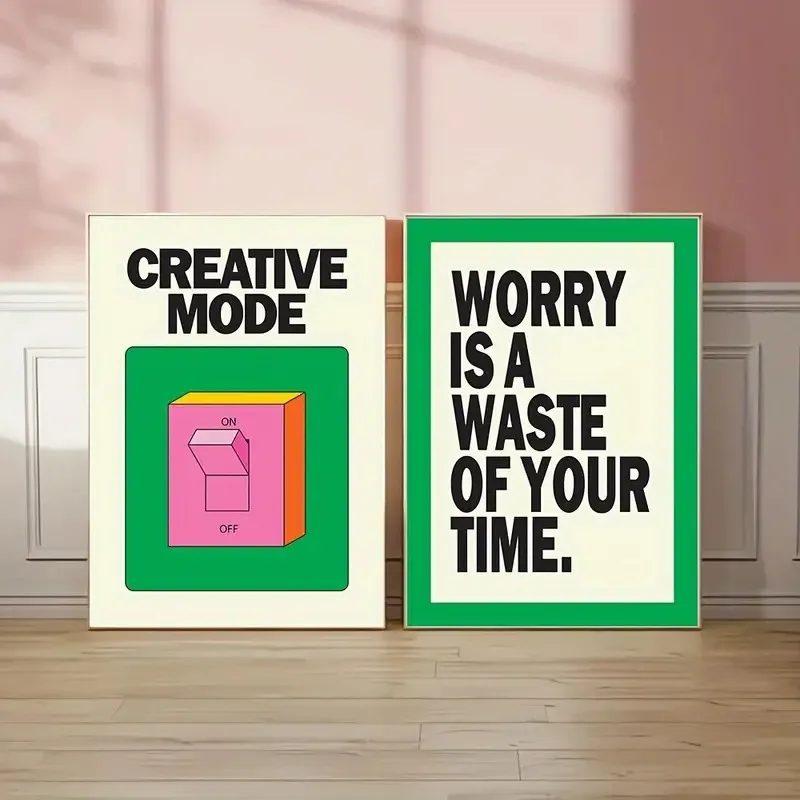 Afbeelding van Grappig Groen Creatief Patroon Canvas Prints met Modieuze Motiverende Citaten – Kunst aan de Muur voor een Moderne Woonkamer en Interieurdecoratie