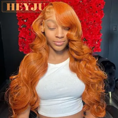 Image de Perruque Lace Frontal Ondulée Orange Gingembre - Cheveux Humains Brésiliens