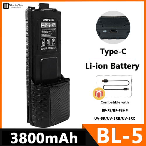 Immagine di Batteria Estesa 3800mAh per Baofeng UV-5R - Ricaricabile Li-Ion con USB-C