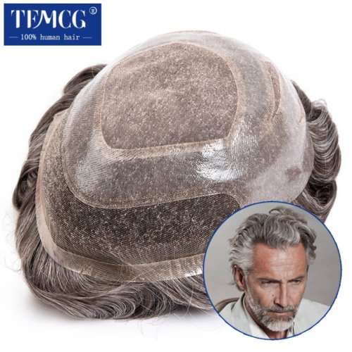 Immagine di Toupee Uomo con Fronte in Rete Svizzera - Capelli Naturali 100% Umani