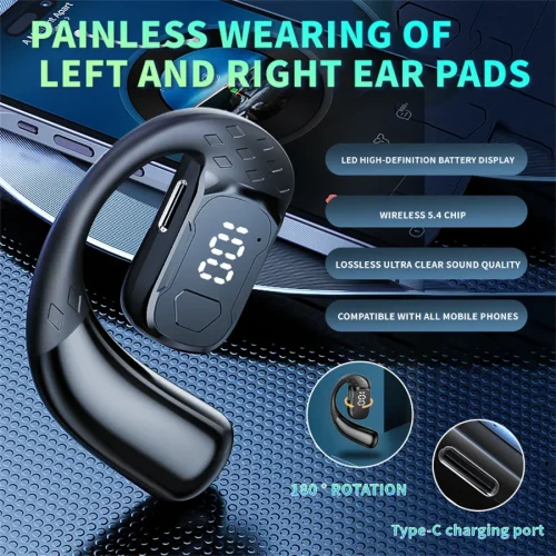 Imagen de Auriculares Inalámbricos Bluetooth con Micrófono y Tecnología de Conducción de Aire para Motociclistas – Cancelación de Ruido y Manos Libres para una Experiencia de Conducción Segura y Clara
