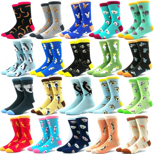Imagen de Calcetines de Algodón Peinado para Hombre y Mujer con Diseños Divertidos de Animales: Sello, Cebra y Koala – Calentitos y Estilizados para Otoño e Invierno