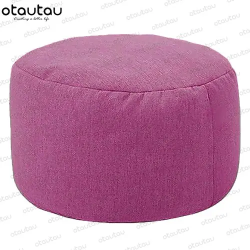 Image de Pouf Confortable en Lin - Repose-Pieds Rond & Doux