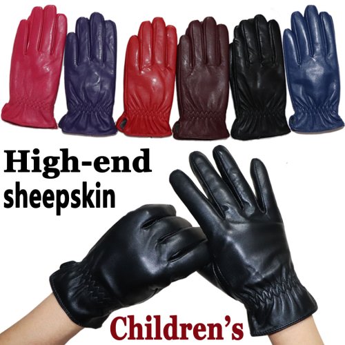 Image of Premium Kids' Sheepskin Leather Gloves for Boys and Girls – Warm Winter Gloves with Thick Velvet Lining, Soft & Durable Pupils' Handwear, 2025 New Design
