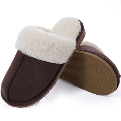 Image of Cozy Winter Men's Plush Slippers – Soft Fuzzy Furry Indoor House Shoes for Ultimate Comfort and Warmth
