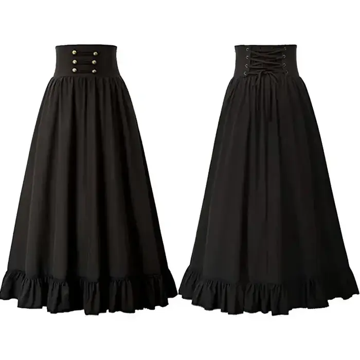 Image de Jupe Maxi Vintage Plissée - Style Renaissance & Victorien