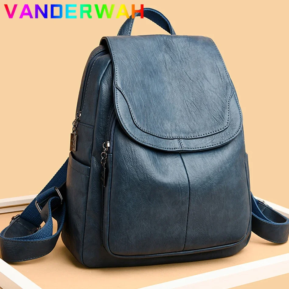 Imagen de Mochila de Piel Auténtica para Mujer, Bolso de Hombro Elegante y Moderno, Ideal para Estudiantes y Mujeres Activas, Diseño 2024