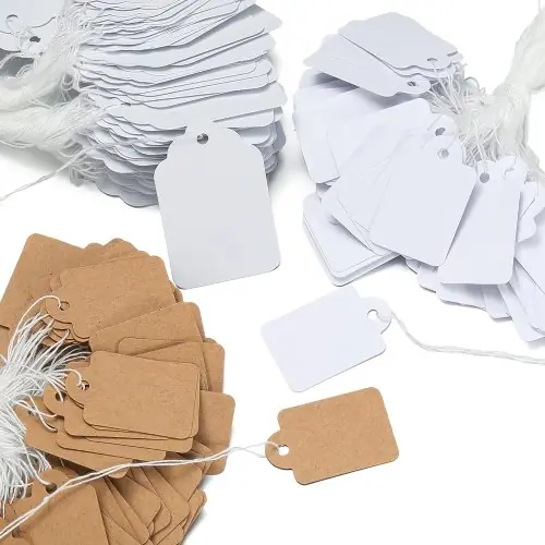 Image de Étiquettes Prix Blanches - Lot de 100 pour Bijoux & Artisanat