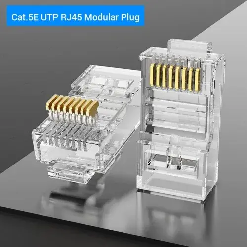 Image de Connecteur RJ45 Cat7 Or - Haute Vitesse & Fiabilité