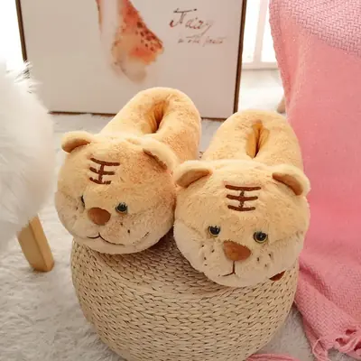 Image de Pantoufles Peluche Couples Dessin Animé Hiver