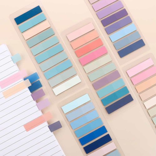 Afbeelding van Morandi Transparante Bladwijzers met Zelfklevende Stickers – Indexvlaggen, Tabbladen en Papieren Memo Pads voor Organisatie en Planning