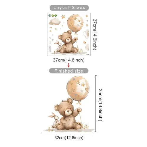 Image de Stickers Muraux Animaux et Ballon à Air Chaud