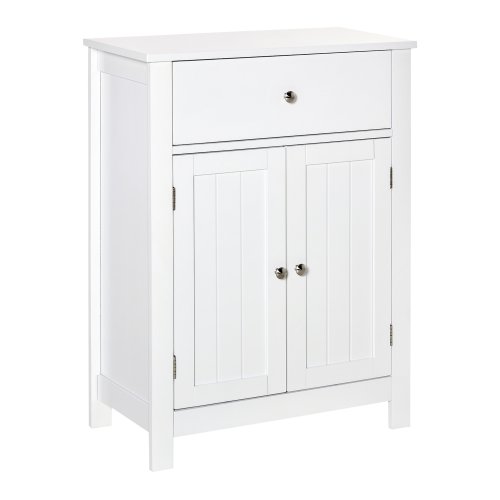Afbeelding van Badkamerkast met 1 Lade en Binnenplank van Homcom - 60x30x80 cm, Modern Design voor Meer Opslag in de Badkamer