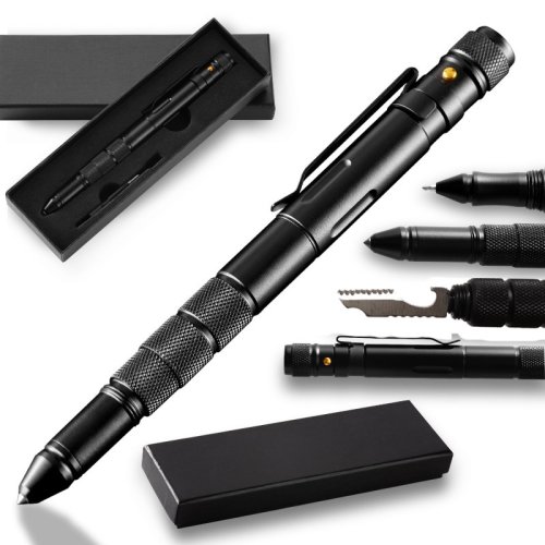 Bild von Multifunktions-Taktischer Stift mit LED-Taschenlampe, Strobe-Licht, Flaschenöffner, Glasbrecher und wasserdichtem Aufbewahrungskoffer – Ideal für Notfälle und Selbstverteidigung