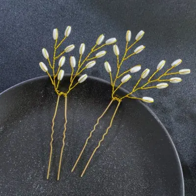 Image de Épingles à cheveux de mariage en strass et perles pour mariée