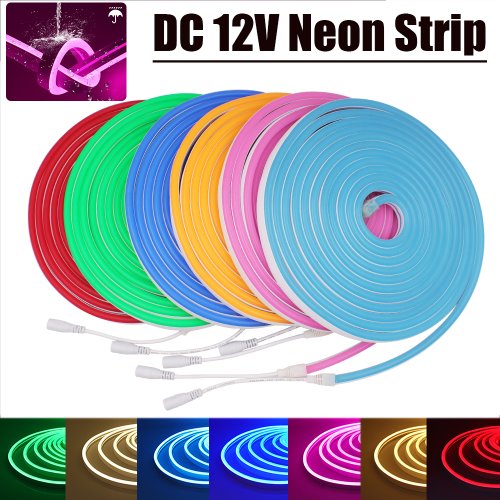 Afbeelding van Flexibele LED Strip 12V - 120 LEDs/m met Kleuren Wit, Blauw, Roze, Geel, Groen & Rood