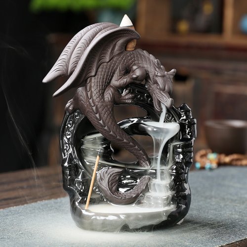 Zdjęcie 1szt Ceramiczny palnik kadzideł w stylu vintage Dragon z przepływem zwrotnym, wystrój domu, dekoracja stołu, domowy prezent aromaterapeutyczny (bez kadzideł)