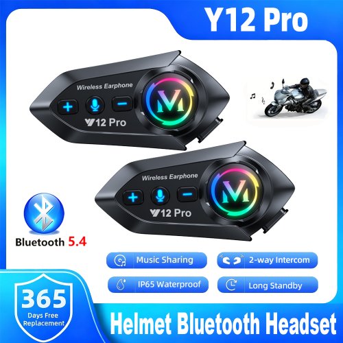 Bild von Y12 Pro Motorradhelm mit Bluetooth-Intercom, 500m Reichweite, Sprachassistent, Musik-Sharing und IP56 wasserdicht – Hochwertiger Helm für sicheren und vernetzten Motorradspaß