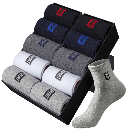 Bild von 20 Stück, 10 Paar hochwertige Herrensocken aus Baumwolle – atmungsaktiv, schweißabsorbierend, mittelhohe Tube, schwarz, mit Deodoranteffekt – ideale Business-Socken als Geschenk für Männer