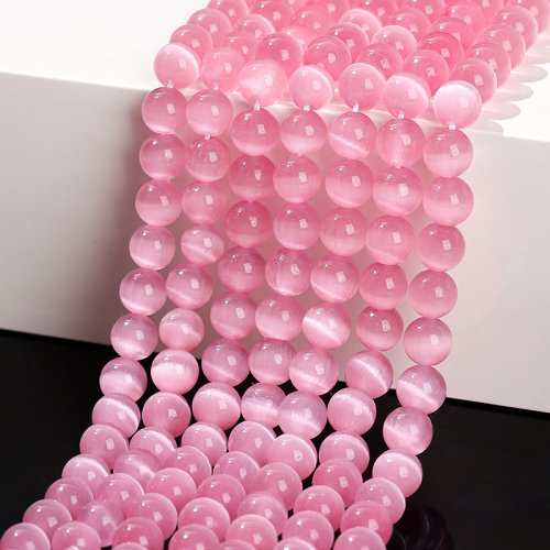 Image de Perles Yeux de Chat Rose Foncé - 4 à 10mm