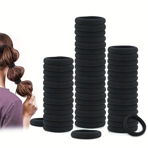 Afbeelding van 50 Stuks Hoge Elasticiteit Effen Kleur Rubberen Bandjes – Modieuze en Eenvoudige Haaraccessoires voor Vrouwen en Meisjes