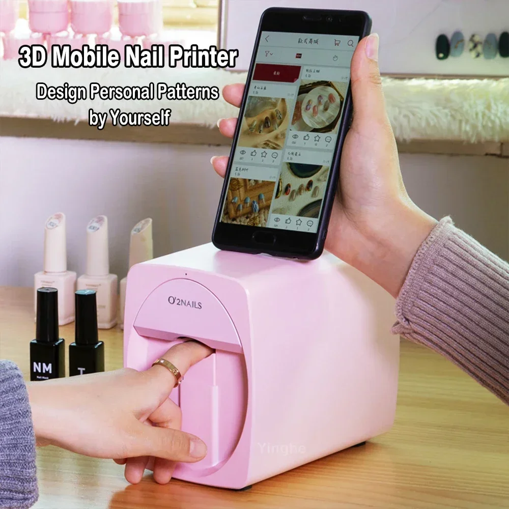 Afbeelding van Natuurlijke 3D Nageldrukmachine met 2400 DPI Resolutie - Draagbare Mobiele Nagelverfmachine voor Thuis en Nagelsalon