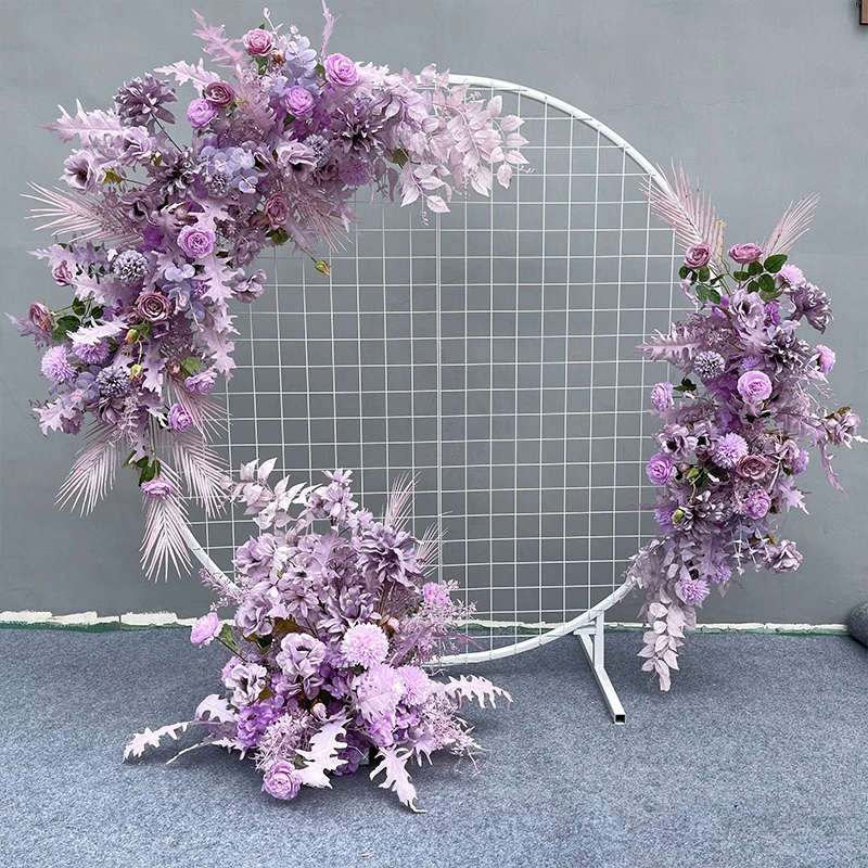 Afbeelding van Elegante kunstbloemen arrangement voor bruiloft – ronde paviljoen decoratie met zijden bloemen