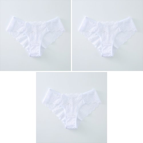 Immagine di Mutandine da donna sexy in pizzo, biancheria intima da donna senza cuciture a vita media, pantaloni da donna traspiranti e comodi per l'estate