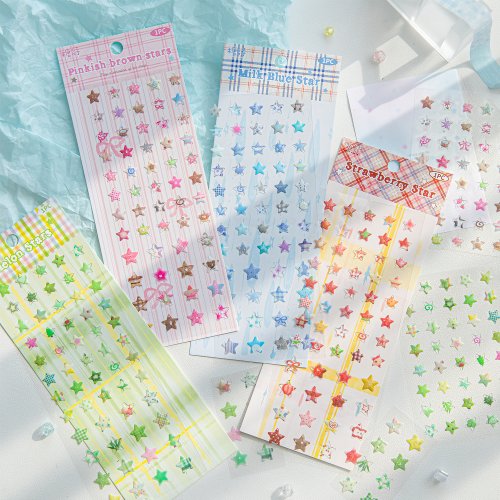 Immagine di Adesivi in Resina a Forma di Stella Candy Star – Set di 4 Disegni Adorabili per Scrapbooking e Decorazioni Fai Da Te