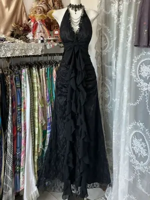 Image de Robe Vintage Gothique Y2K Noire Sans Manches