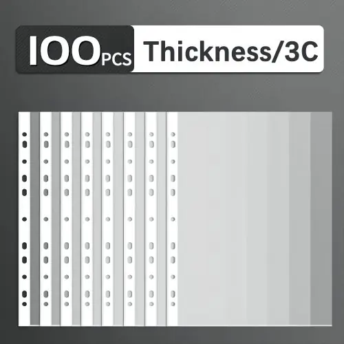 Image de Pochettes A4 11 trous - Lot de 100 pour classeur