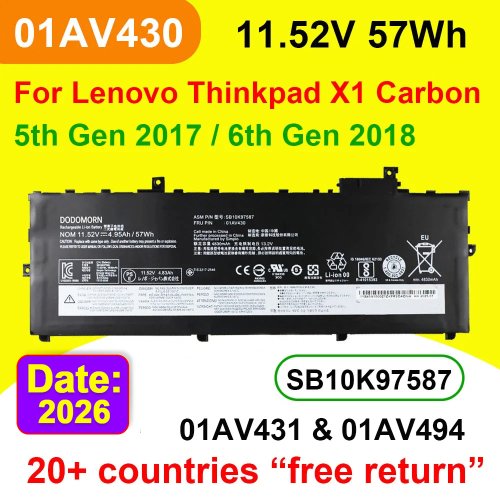 Imagen de Batería Original para Lenovo ThinkPad X1 Carbon 5ª y 6ª Generación