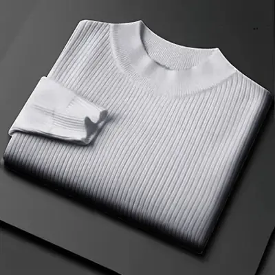 Image de Pull Hiver Homme Col Montant en Laine Épaisse