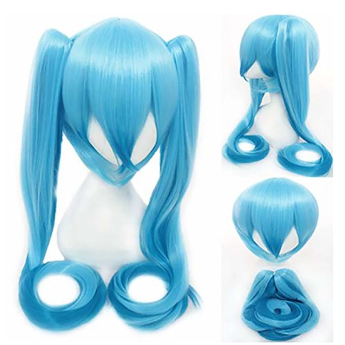 Zdjęcie HAIRJOY Syntetyczna Peruka Długa Prosta Zielona Peruka Cosplay z 2 Klipsami do Kucyków Peruka Kostiumowa Vocaloid