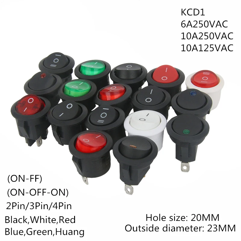 Image de Interrupteur LED Éclairé 12V/24V - Marche/Arrêt pour Voiture et Maison