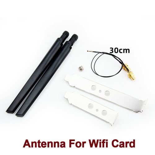 Afbeelding van Externe Antenne Set 6dBi RP-SMA met MHF4 Verlengkabel voor 2.4 GHz en 5 GHz Dual Band WiFi M.2 Kaart