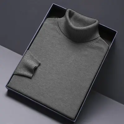 Image de Pull Col Roulé Homme - Tricot Luxe Coupe Longue