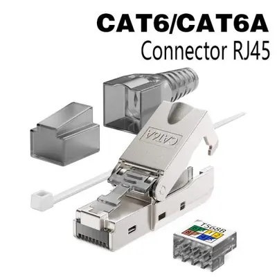 Image de Connecteur RJ45 CAT8 STP - Prise Ethernet Blindée Haute Performance
