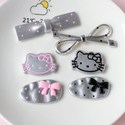 Imagen de Conjunto de Hello Kitty plateado para niñas y mujeres, dijes para zapatos, zapatos con agujeros DIY,...