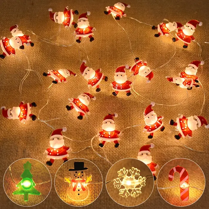 Image de Guirlande LED Noël 2m Père Noël & Bonhomme de Neige
