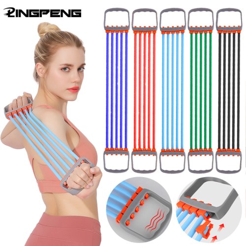Image of Premium Rubber Resistance Band Set for Full-Body Strength Training – Home Gym Equipment for Men and Women to Build Arm, Shoulder, Chest, and Core Muscles