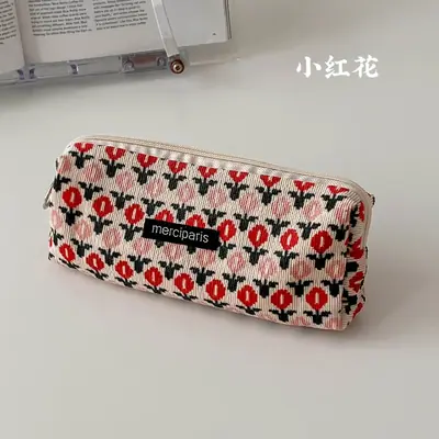 Image de Trousse à crayons kawaii fleurs coréenne pour filles