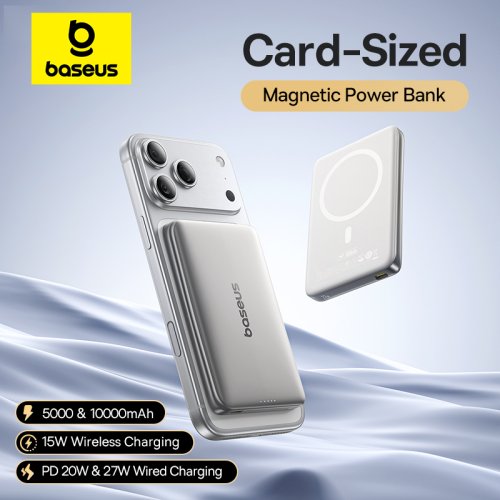 Image of Baseus Magnetic Power Bank 10000mAh & 5000mAh PD Fast Charging Portable Battery Pack with Card-Sized Design for iPhone, Samsung and Other Smartphones