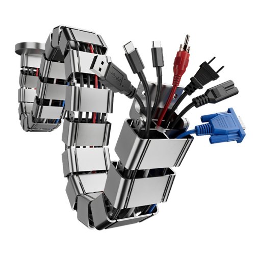 Zdjęcie Organizer Kabli Pod Biurko 80 cm – Prowadnica Kabli Typu Snake do Efektywnego Zarządzania Kabelami w Stacji Roboczej