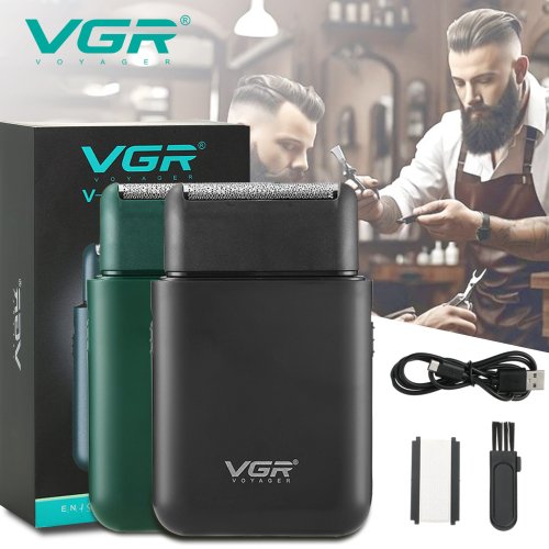 VGR V390 Mini Einzelklinge Kabelloser Bartschneider – Wiederaufladbarer Elektrischer Rasierer für Gesicht und Körper, Praktischer Rasierapparat für Männer