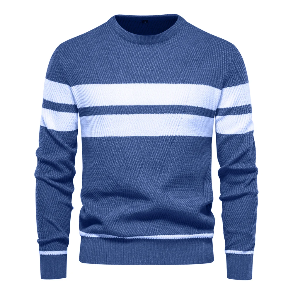 Imagen de Jersey de manga larga con cuello redondo para hombre, suéteres ajustados cálidos, ropa informal de moda, Otoño, nuevo