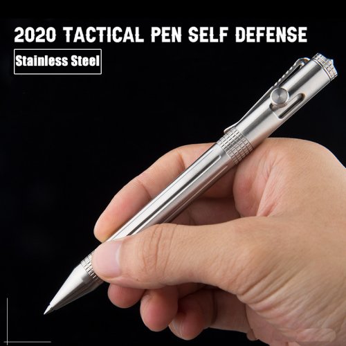 Image of Stainless Steel Tactical Pen with Bolt Switch, Emergency Glass Breaker, and Self-Defense Tool – Outdoor Survival EDC Protector for Everyday Carry