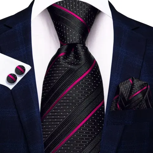Image de Ensemble Cravate Homme Élégant Noir & Gris Floral - Accessoires Mariage